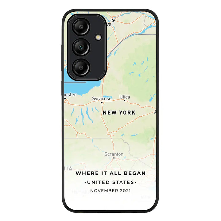 Personalized map Phone Case - Samsung A Series - Galaxy A55 / Rugged Black - Stylizedd