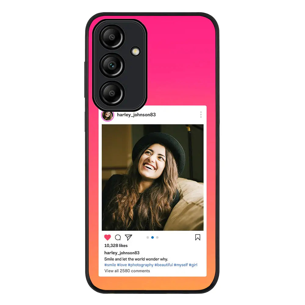 Custom Photo Instagram Post Template Phone Case - Samsung A Series - Galaxy A55 / Rugged Black