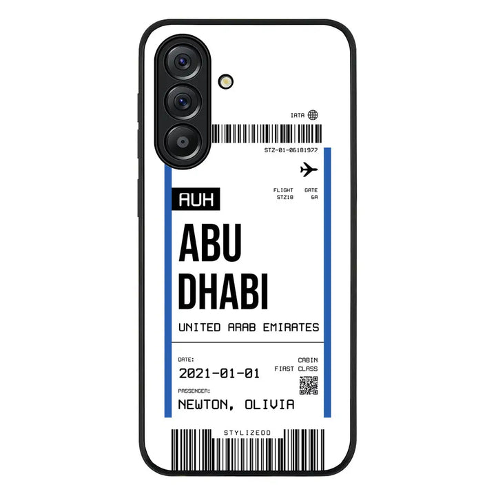 Custom Flight Boarding Pass Ticket Phone Case - Samsung A Series - Galaxy A56 / Rugged Black