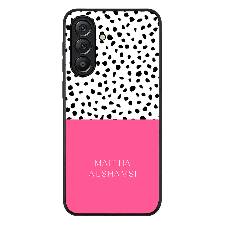 Personalized Text Colorful Spotted Dotted Phone Case - Samsung A Series - Galaxy A56 / Rugged Black