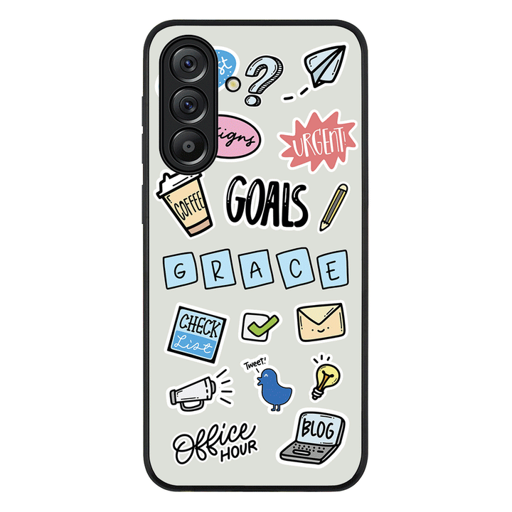 Personalized Name Office Goals Sticker Phone Case - Samsung A Series - Galaxy A56 / Rugged Black