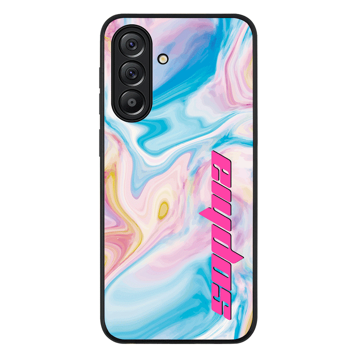 Personalized Text Purple Teal Oceanic Marble Texture Phone Case - Samsung A Series - Galaxy A56