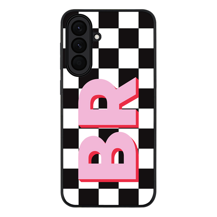 Custom Monogram Initial Checkerboard, Phone Case - Samsung A Series