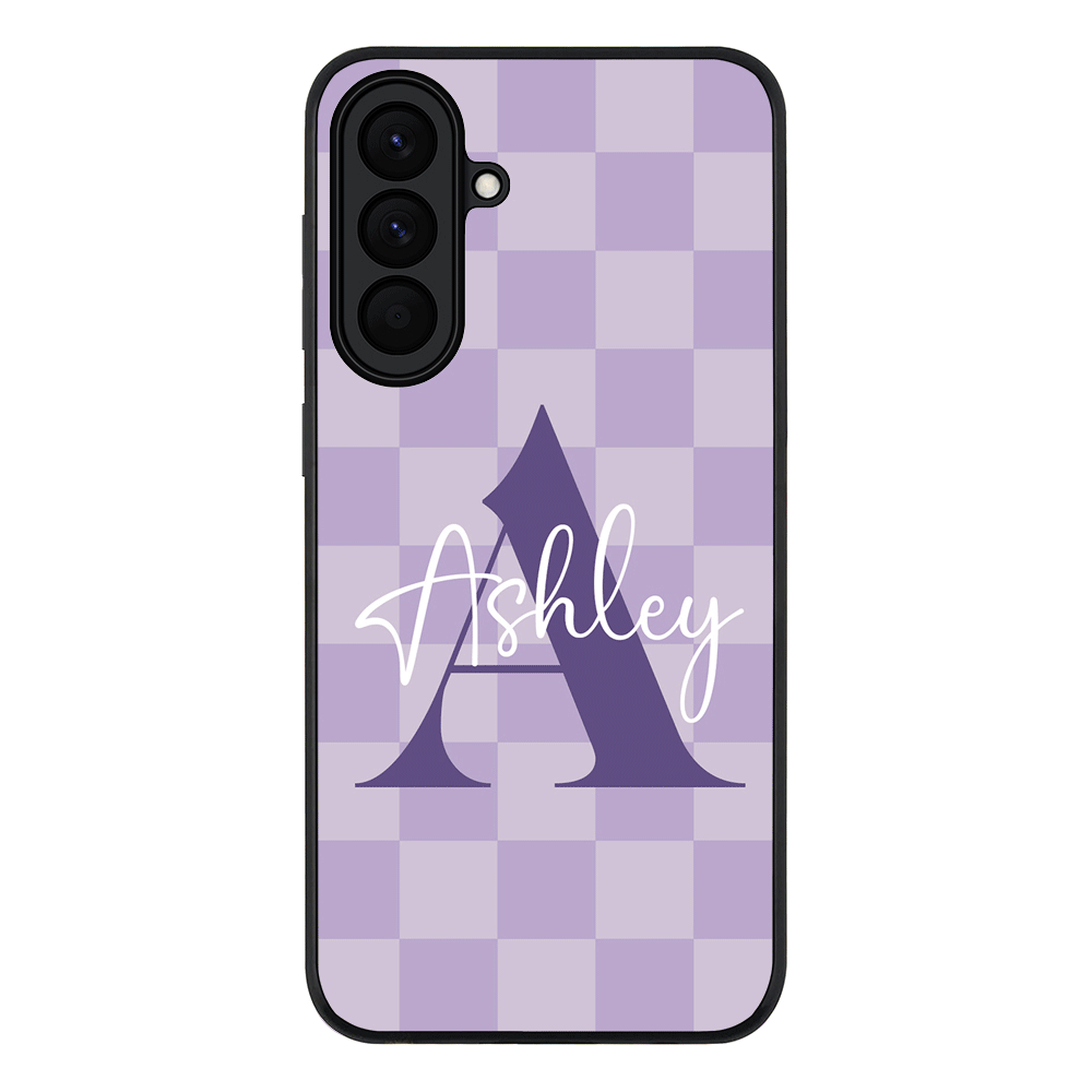 Personalized Name Initial Monogram Checkerboard, Phone Case - Samsung A Series