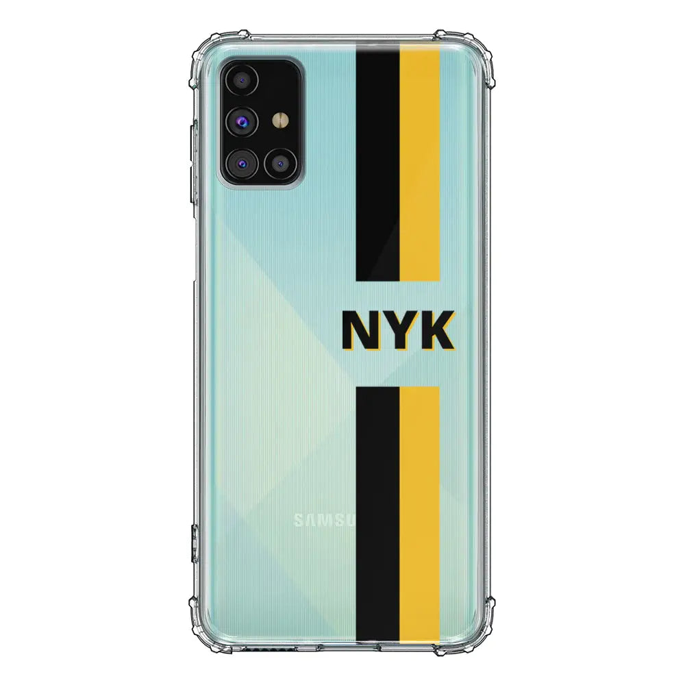 Samsung Galaxy A71 4G / Clear Classic Phone Case Custom Striped Monogram Phone Case - Samsung A Series - Stylizedd