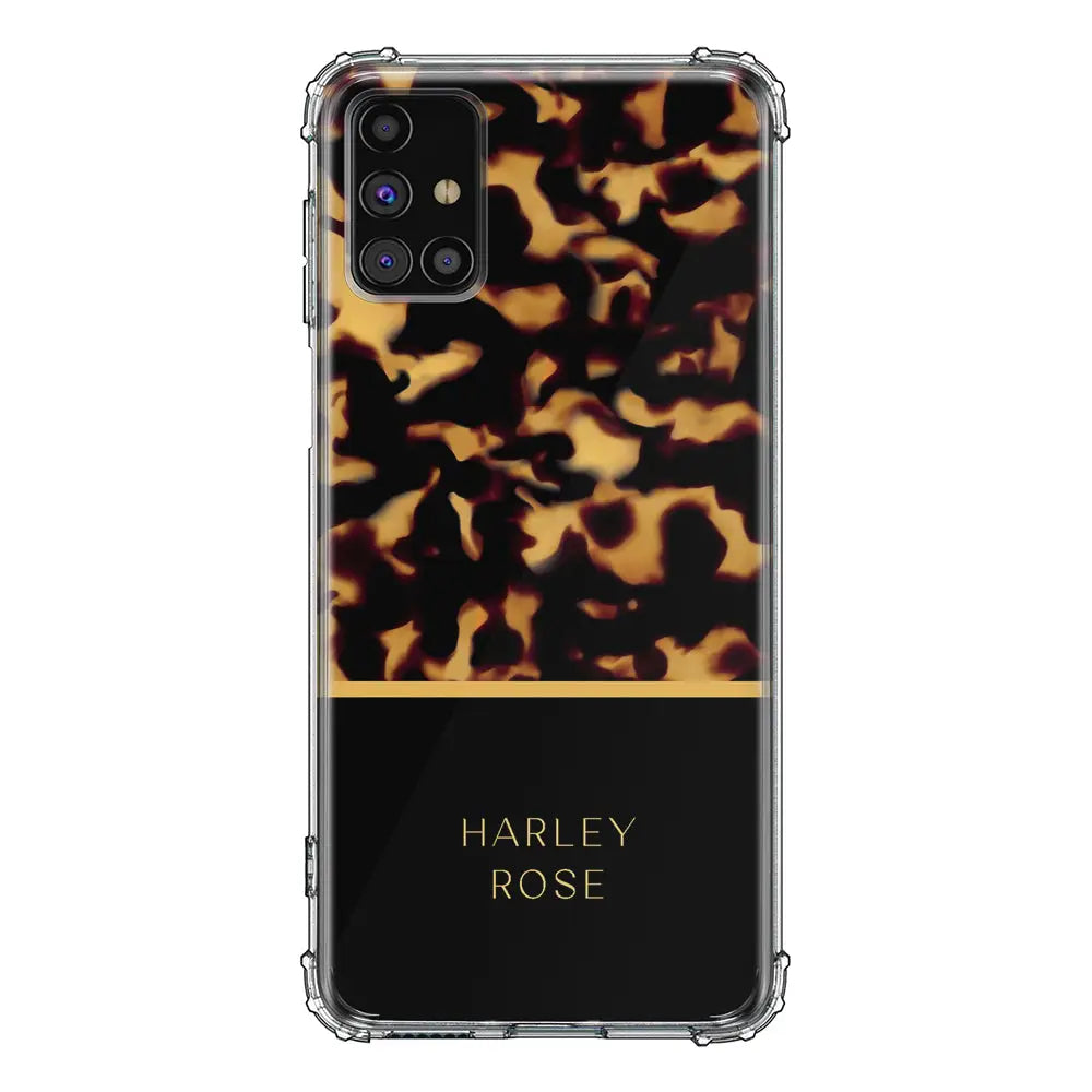 Samsung Galaxy A71 4G / Clear Classic Personalized Text Luxury Tortoise Shell Pattern, Phone Case - Samsung A Series - Stylizedd.com