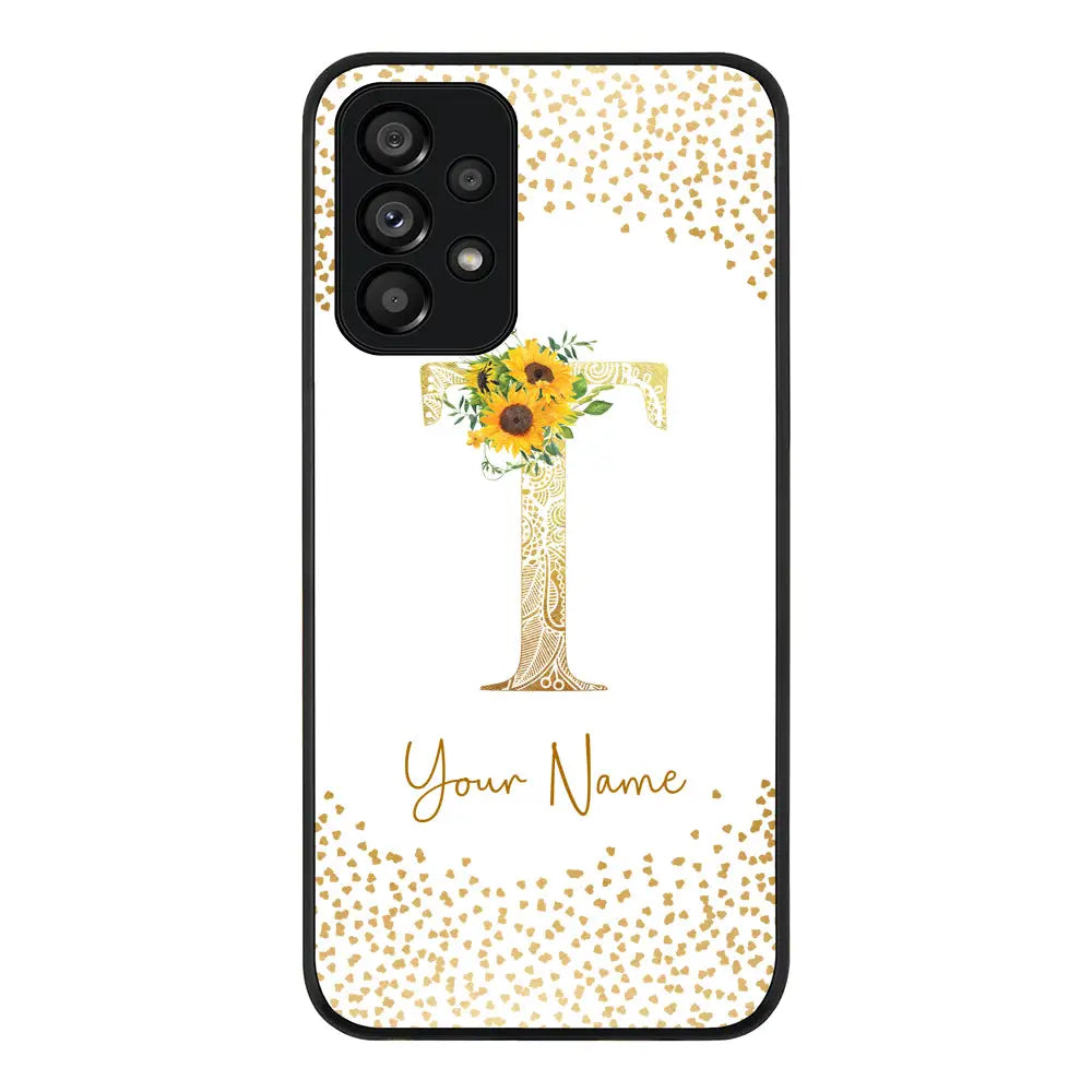 Samsung Galaxy A73 5G / Rugged Black Phone Case Floral Mandala Initial Phone Case - Samsung A Series - Stylizedd