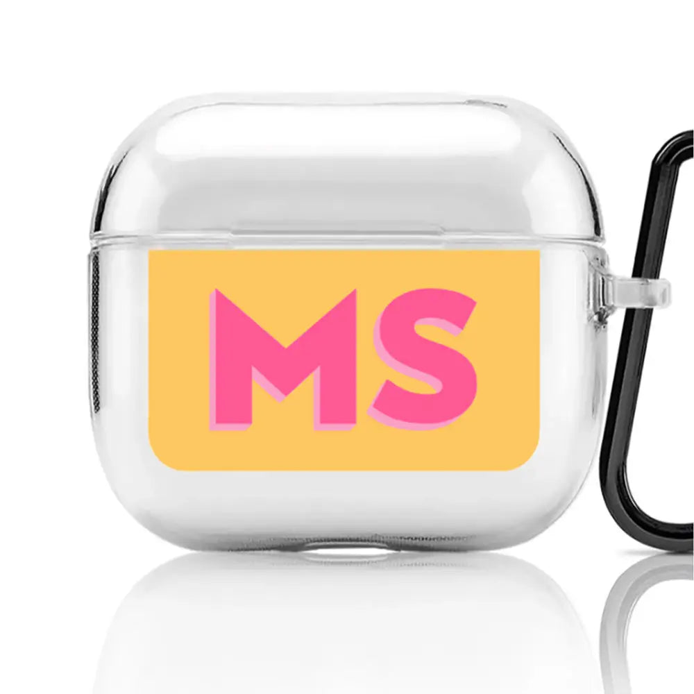 Personalized Monogram Initial 3D Shadow Text Airpods Case - AirPods (3rd generation) / Clear