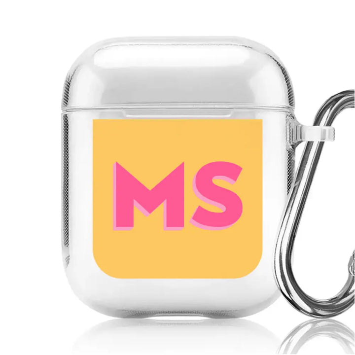 Airpods 2 & 1 / Clear Classic Airpods Case Personalized Monogram Initial 3D Shadow Text Airpods Case - Stylizedd.com