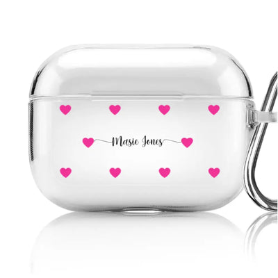 Airpods Pro / Clear Classic Airpods Case Heart Pattern Custom Text, My Name Airpods Case - Stylizedd.com