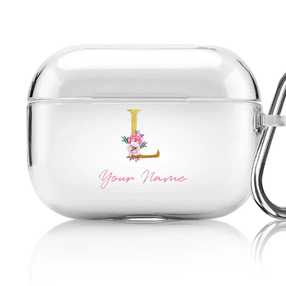 Airpods Pro / Clear Classic Airpods Case Floral Initial Airpods Case - Stylizedd.com