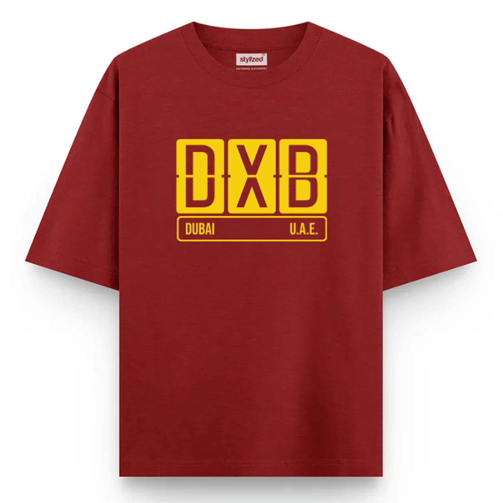 Custom Airport Code Sign T-shirt - Oversize - Maroon / XS - T-Shirt