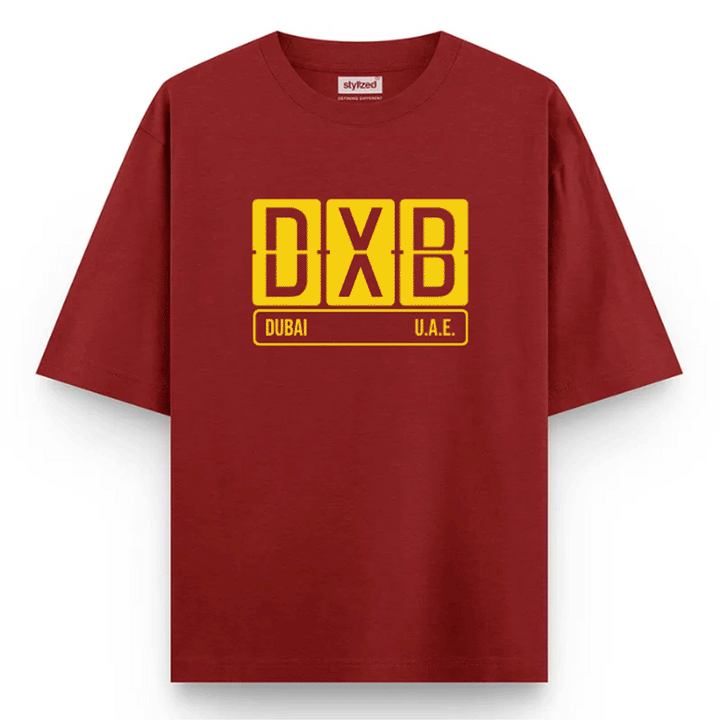 Custom Airport Code Sign T-shirt - Oversize - Maroon / XS - T-Shirt