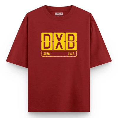 Custom Airport Code Sign T-shirt - Oversize - Maroon / XS - T-Shirt