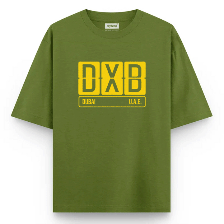 Custom Airport Code Sign T-shirt - Oversize - Military Green / XS - T-Shirt