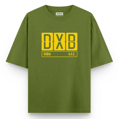 Custom Airport Code Sign T-shirt - Oversize - Military Green / XS - T-Shirt