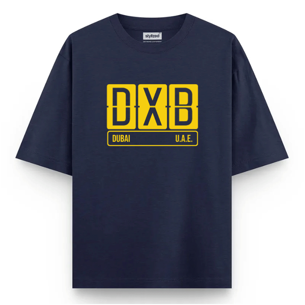 Custom Airport Code Sign T-shirt - Oversize - Navy Blue / XS - T-Shirt
