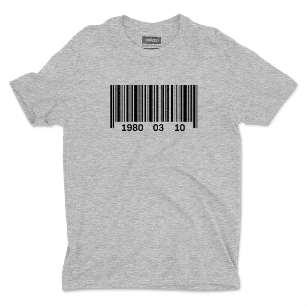 Custom Barcode Birthdate T - shirt - Classic - Light Grey / XS - T - Shirt