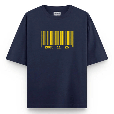 Custom Barcode Birthdate T-shirt - Oversize - Navy Blue / XS - T-Shirt