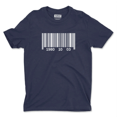Custom Barcode Birthdate T - shirt - Classic - Navy Blue / XS - T - Shirt