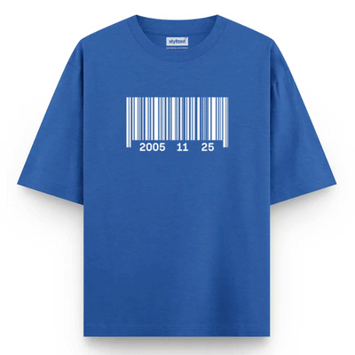 Custom Barcode Birthdate T-shirt - Oversize - Royal Blue / XS - T-Shirt
