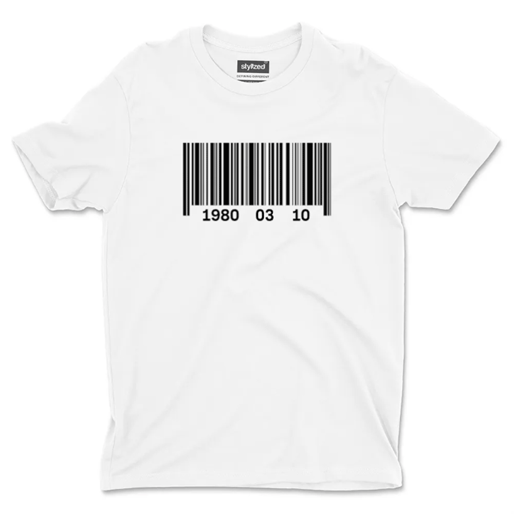 Custom Barcode Birthdate T - shirt - Classic - White / XS - T - Shirt