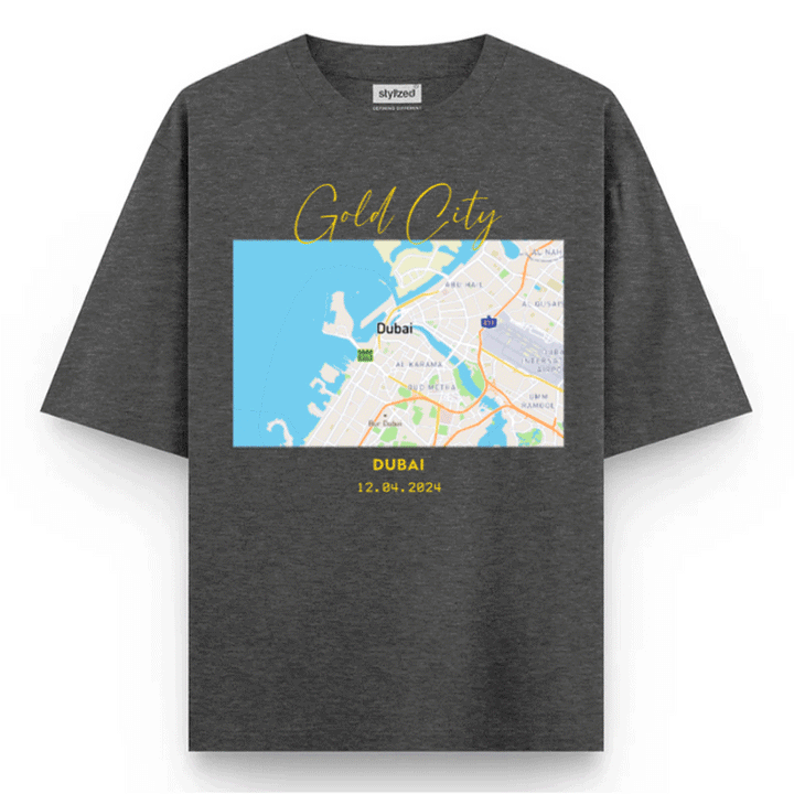Custom City Map T-shirt - Oversize - Charcoal Grey / XS - T-Shirt