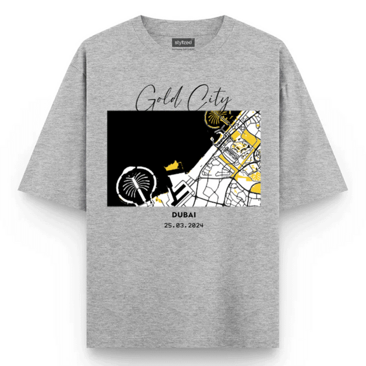 Custom City Map T-shirt - Oversize - Light Grey / XS - T-Shirt