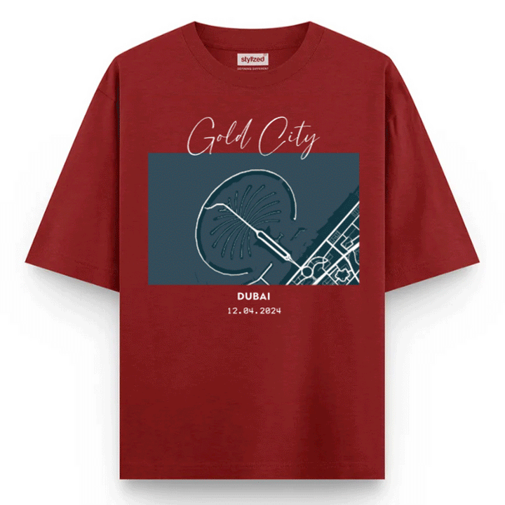 Custom City Map T-shirt - Oversize - Maroon / XS - T-Shirt