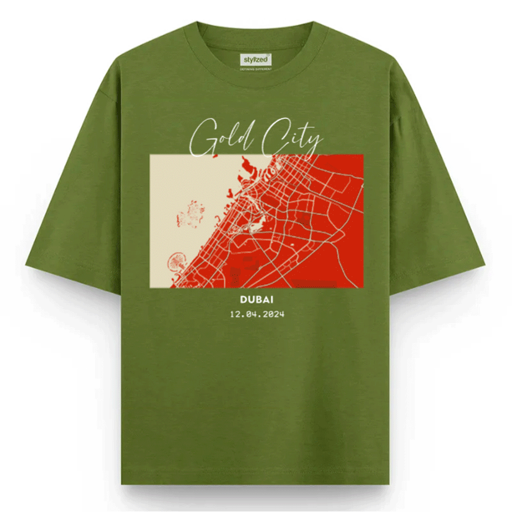 Custom City Map T-shirt - Oversize - Military Green / XS - T-Shirt