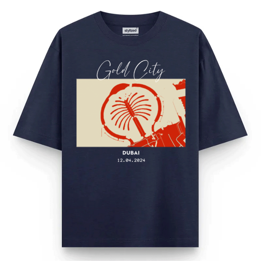 Custom City Map T-shirt - Oversize - Navy Blue / XS - T-Shirt