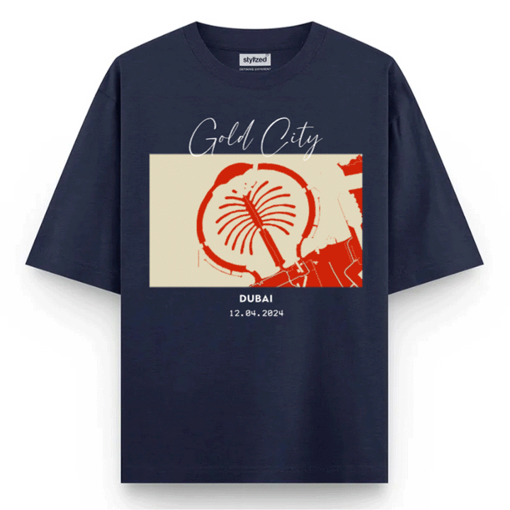 Custom City Map T-shirt - Oversize - Navy Blue / XS - T-Shirt