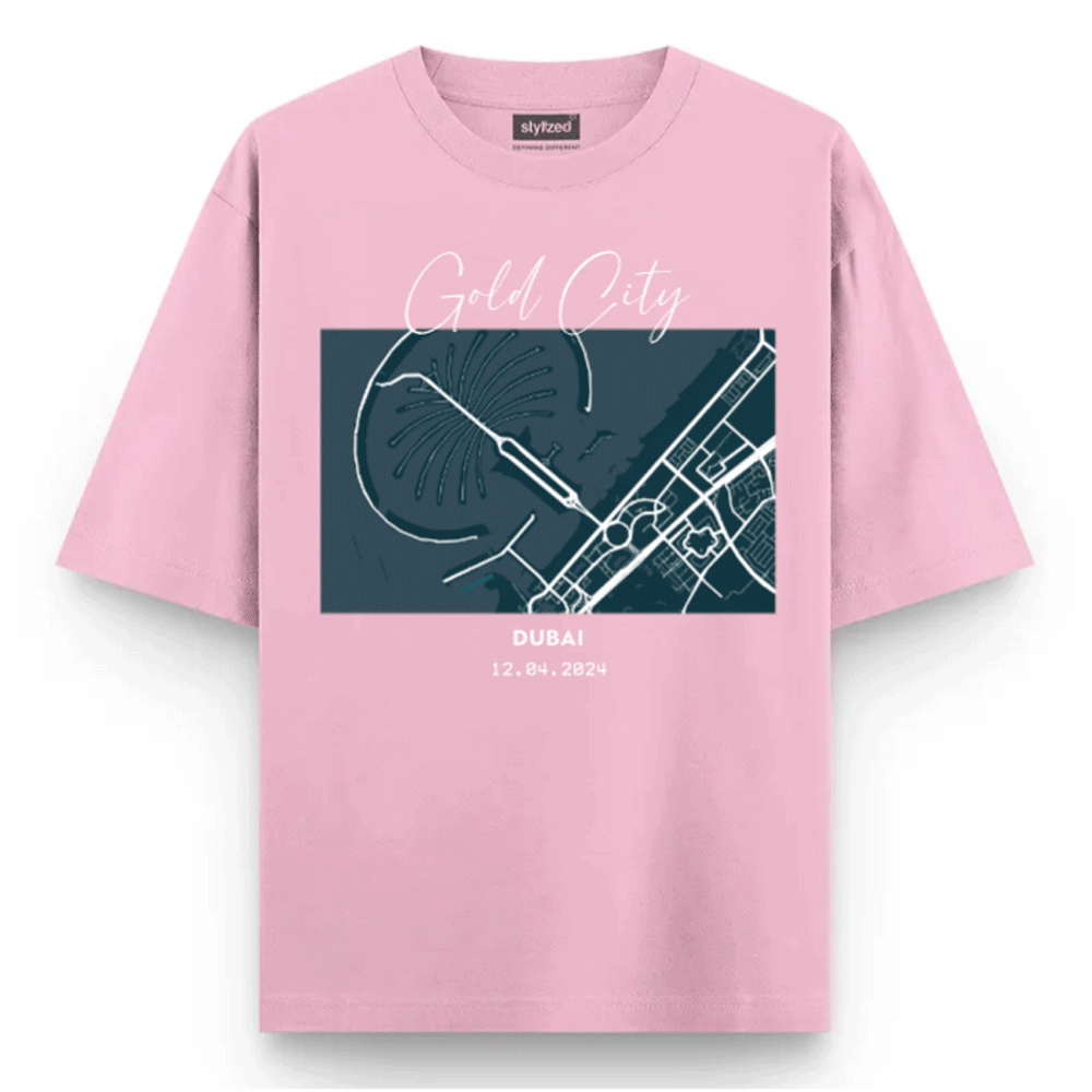 Custom City Map T-shirt - Oversize - Pink / XS - T-Shirt