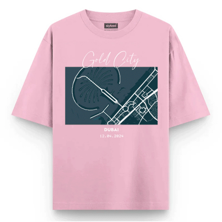 Custom City Map T-shirt - Oversize - Pink / XS - T-Shirt
