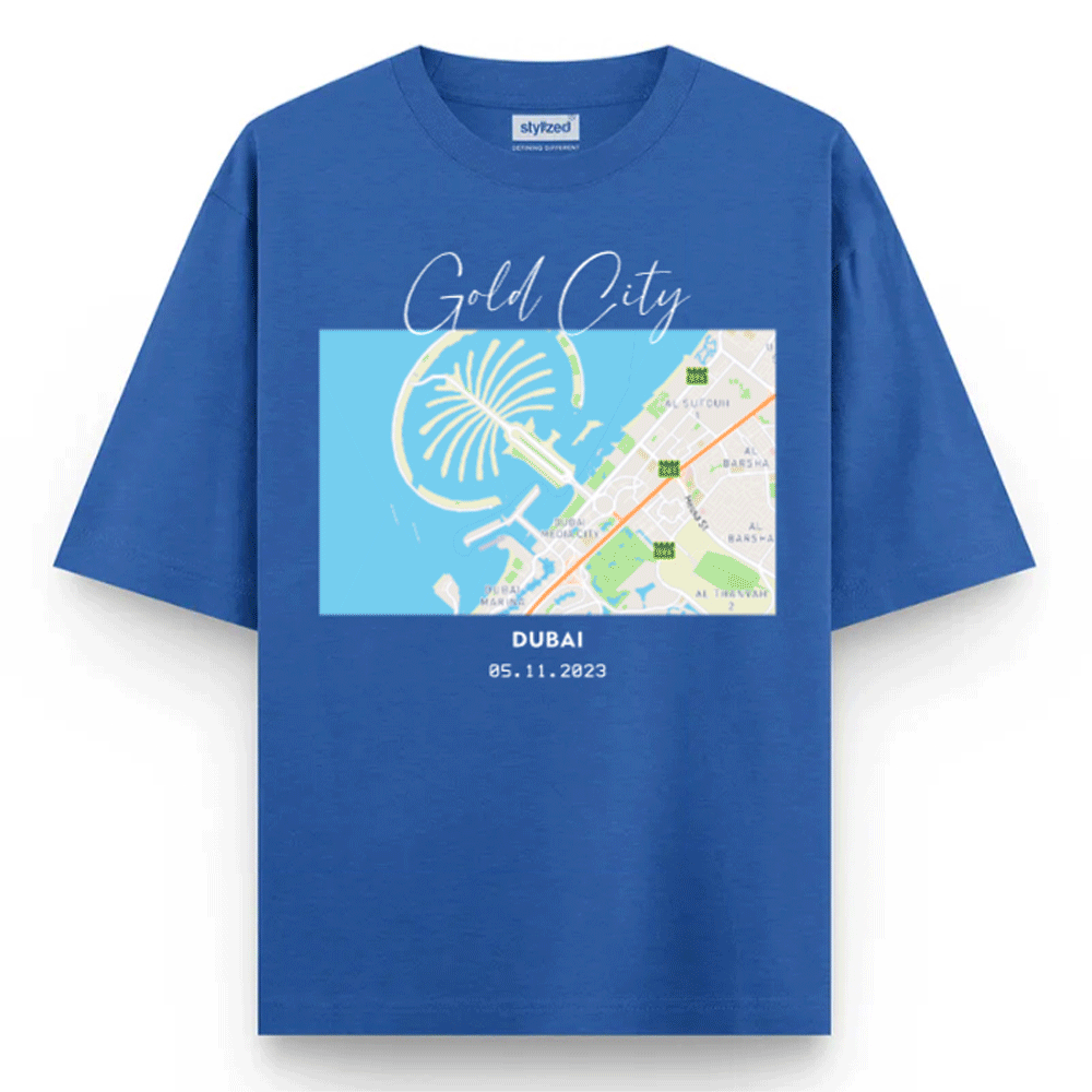 Custom City Map T-shirt - Oversize - Royal Blue / XS - T-Shirt