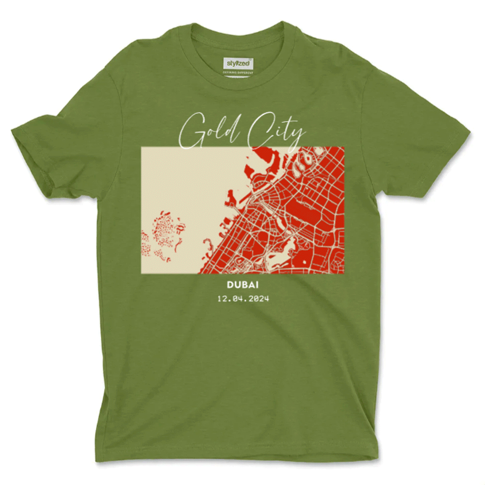 Custom City Map T - shirt - Classic - Military Green / XS - T - Shirt