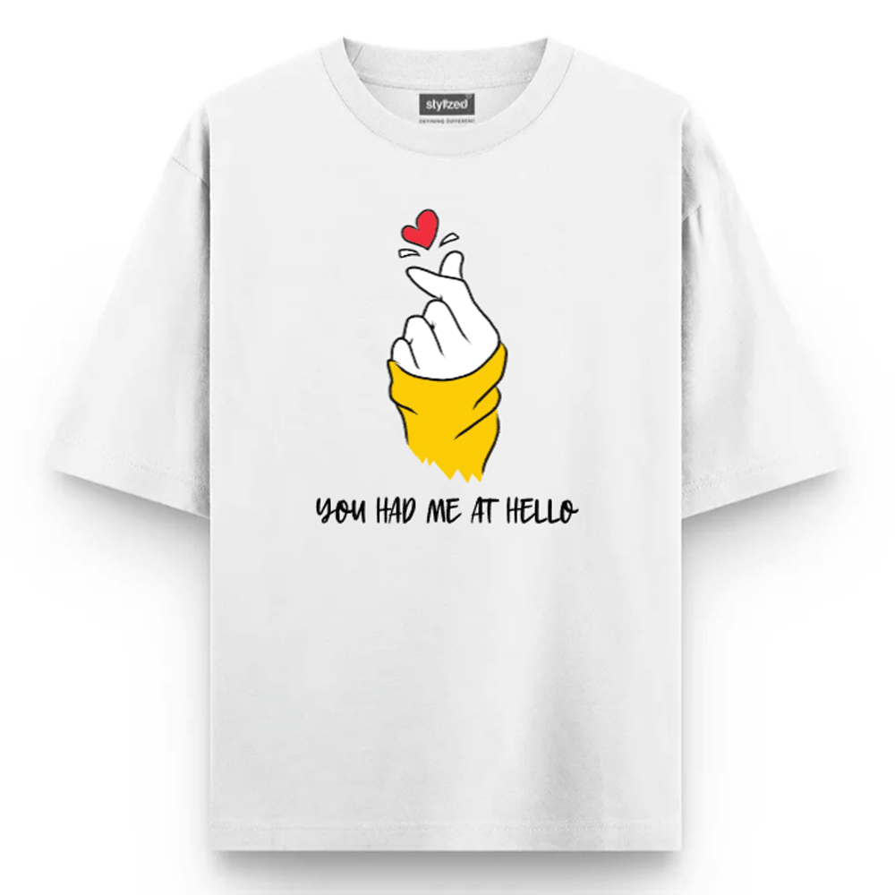 Custom Finger Heart T-shirt - Oversize - White / XS - T-Shirt