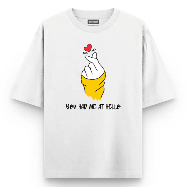Custom Finger Heart T-shirt - Oversize - White / XS - T-Shirt