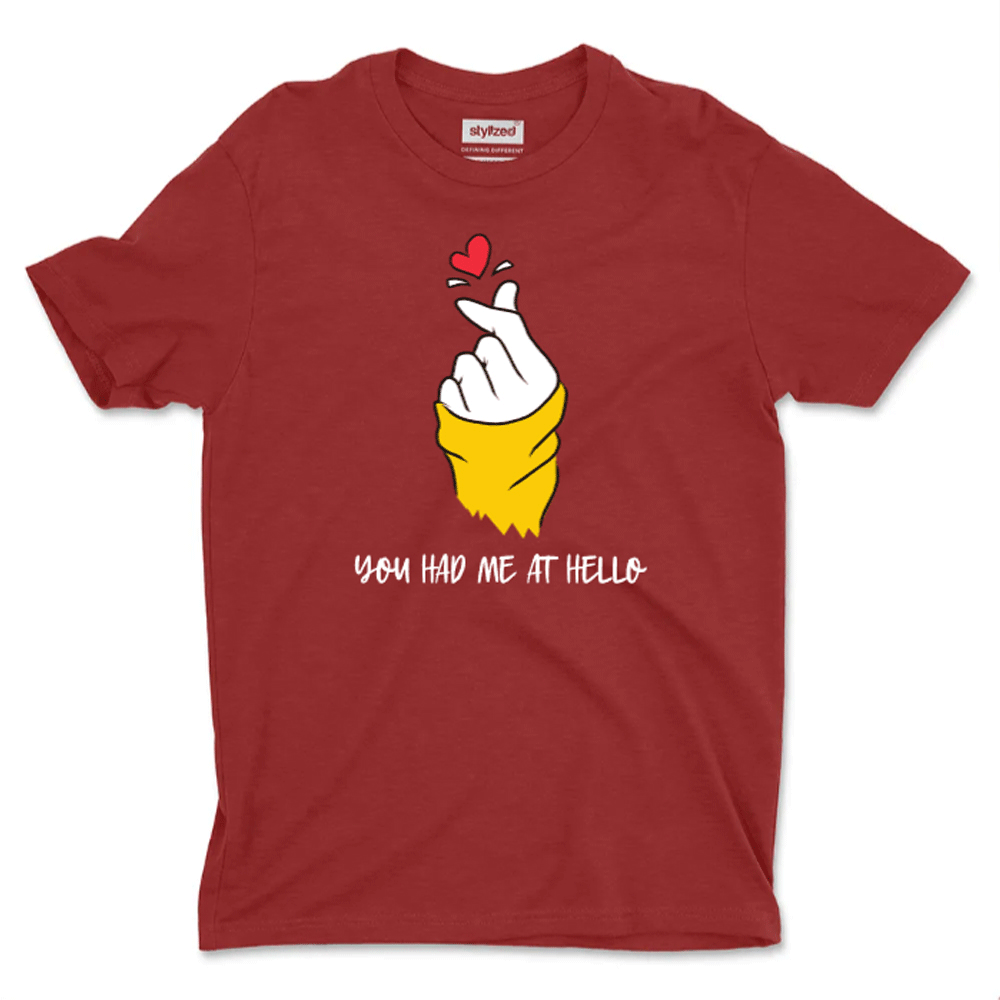 Custom Finger Heart T - shirt - Classic - Maroon / XS - T - Shirt