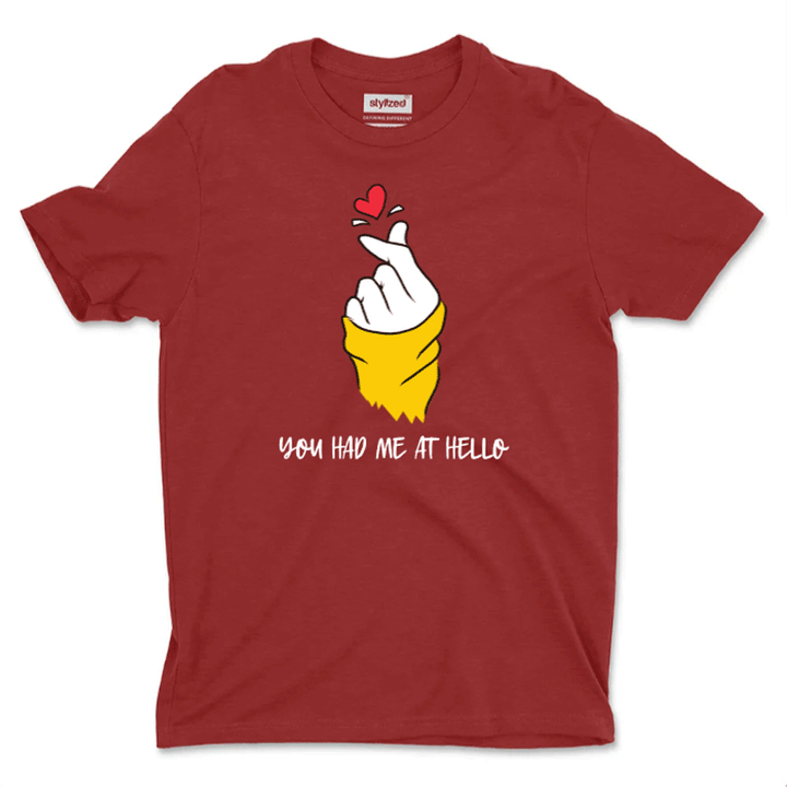 Custom Finger Heart T - shirt - Classic - Maroon / XS - T - Shirt