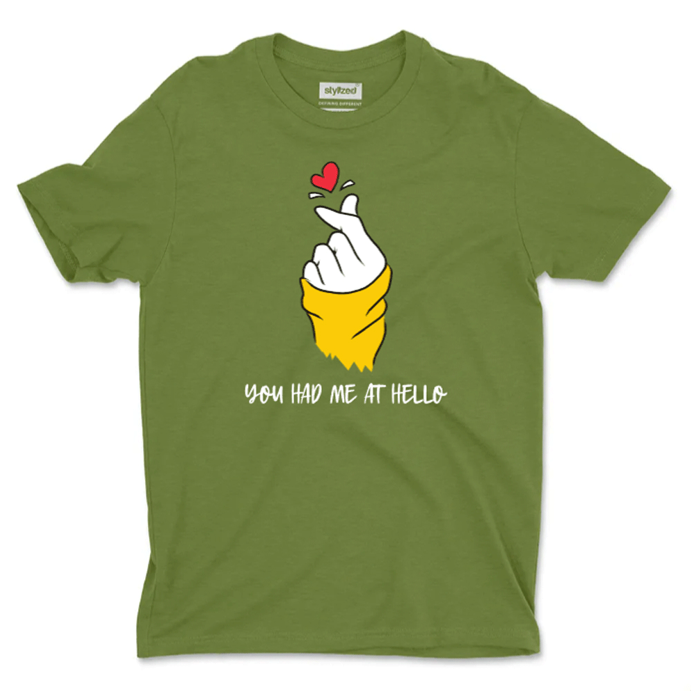 Custom Finger Heart T - shirt - Classic - Military Green / XS - T - Shirt