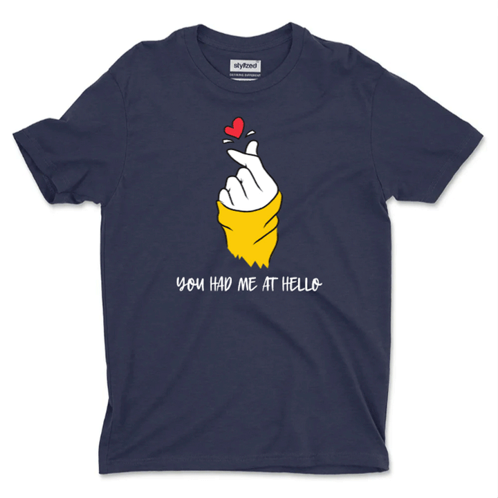 Custom Finger Heart T - shirt - Classic - Navy Blue / XS - T - Shirt