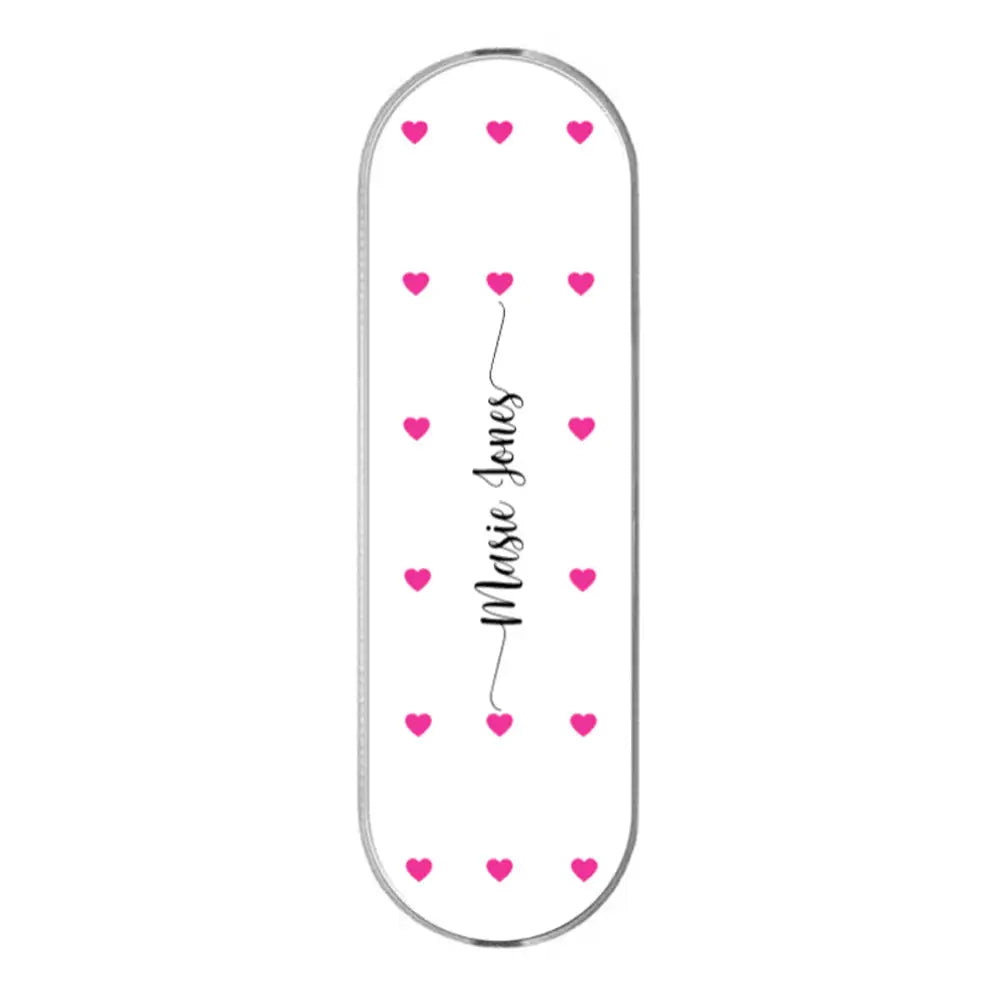 White Phone Grip Heart Pattern Custom Text, My Name Phone Grip - Stylizedd