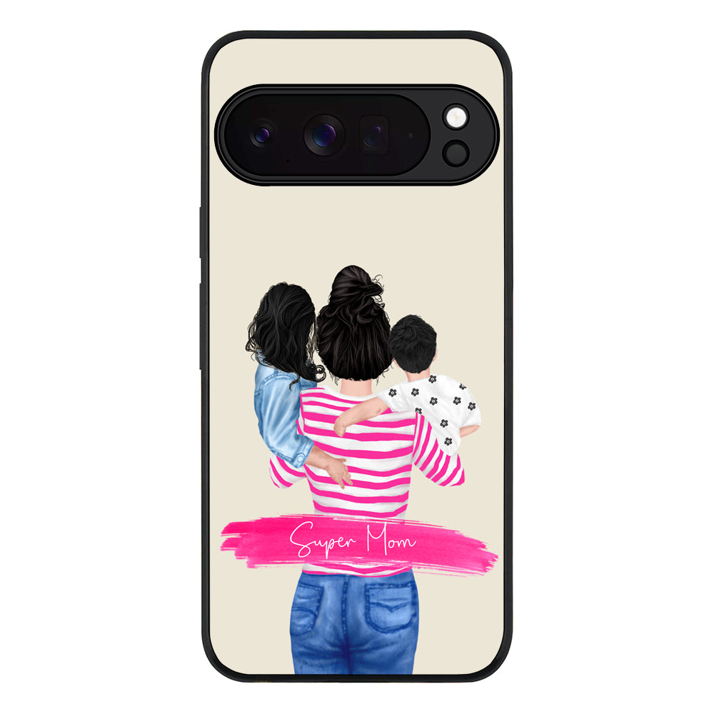 Custom Clipart Text Mother Son & Daughter Phone Case - Google