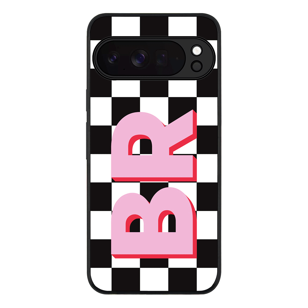 Custom Monogram Initial Checkerboard, Phone Case - Google