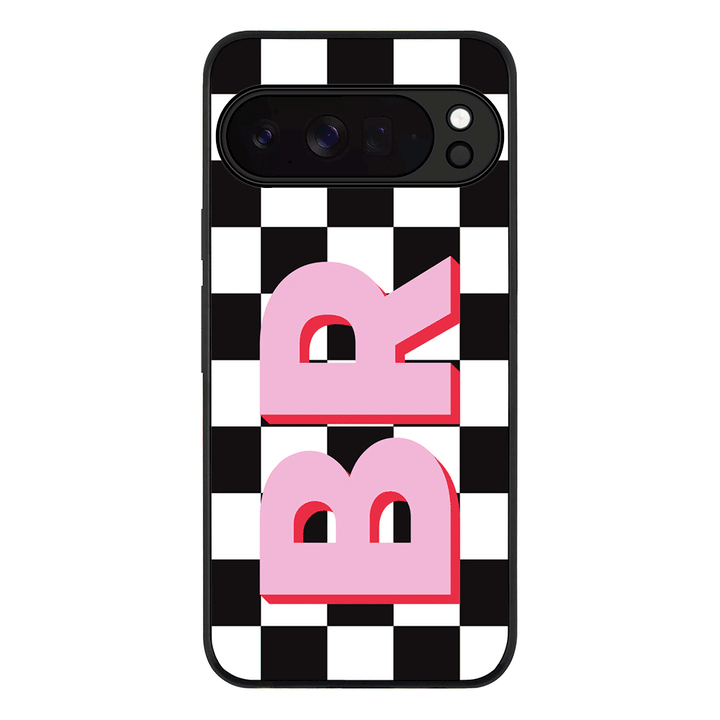 Custom Monogram Initial Checkerboard, Phone Case - Google