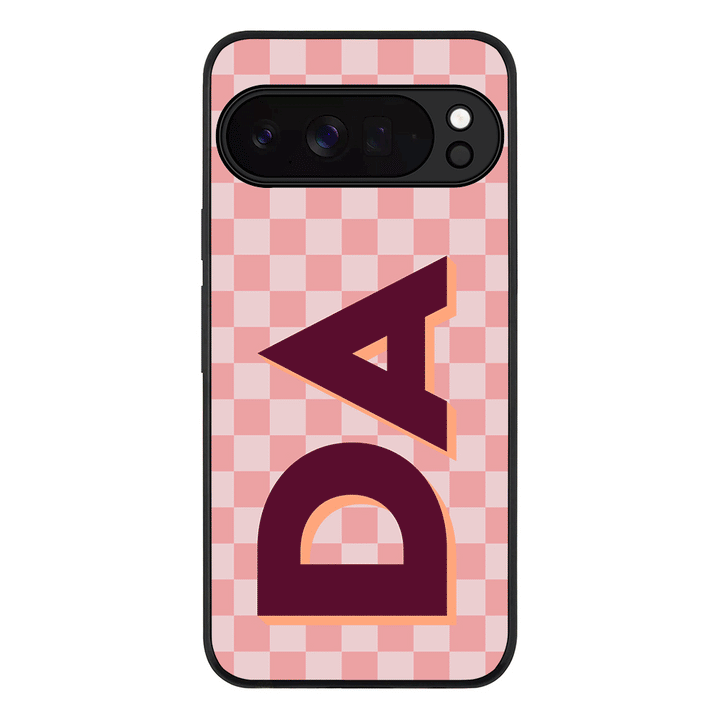 Custom Monogram Initial Small Checkerboard, Phone Case - Google