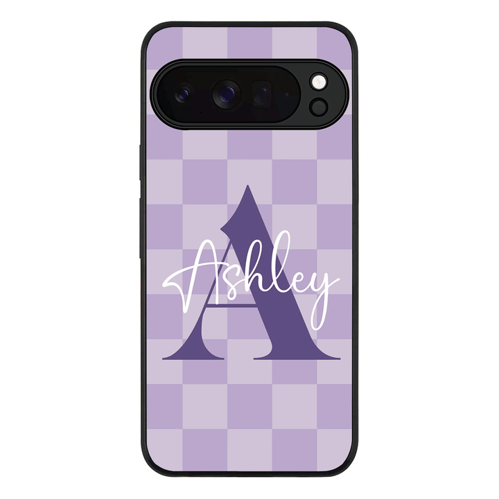 Personalized Name Initial Monogram Checkerboard, Phone Case - Google