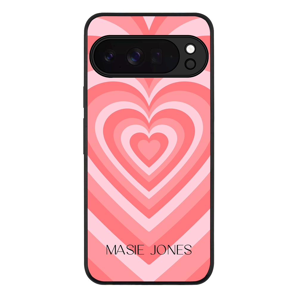 Personalized Name Retro Hearts, Phone Case - Google
