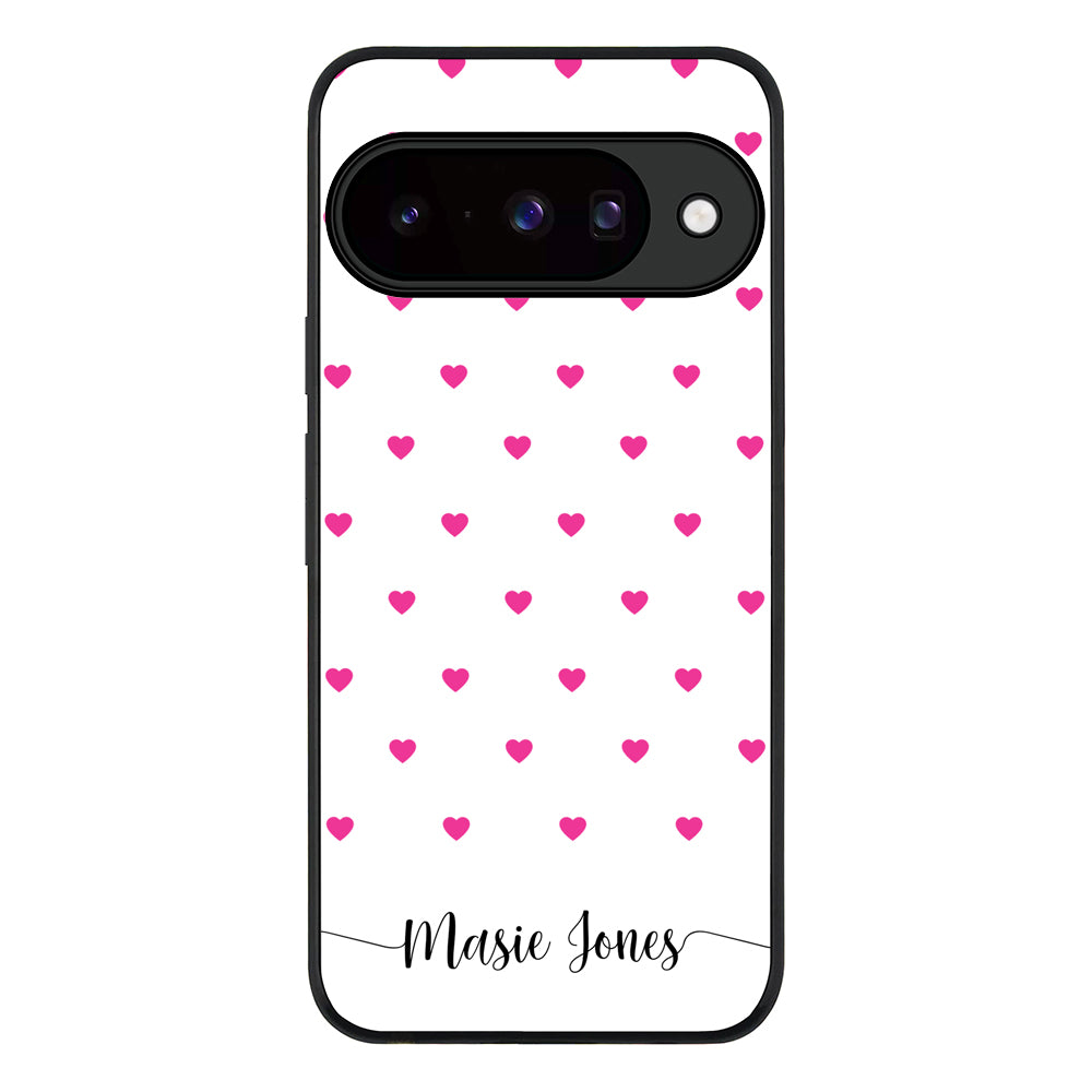 Heart Pattern Custom Text, My Name Phone Case - Google